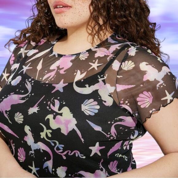 Torrid Disney The Little Mermaid Mesh T-Shirt Midi Dress NWT - Picture 3 of 15